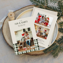 Cartão De Festividades Natal Diversão & Jogos | 3 Fotos Personalizadas 