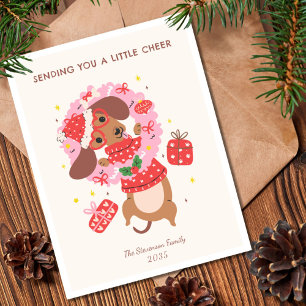 Cartão De Festividades Natal divertido com cachorro Dachshund 