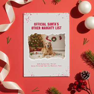 Cartão De Festividades Natal Divertido com Foto de Cachorro Engraçado