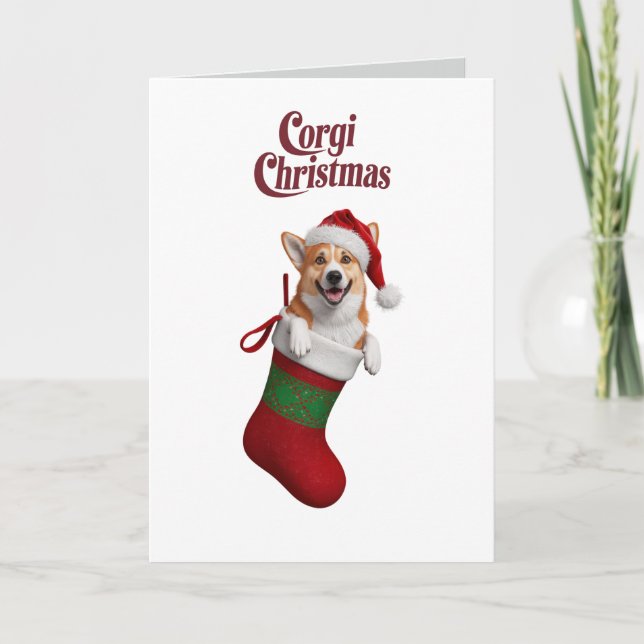 Cartão De Festividades Natal Divertido do Corgi no Feriado (Frente)