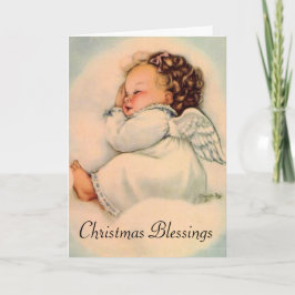 Cartão De Festividades Natal do anjo do bebê do sono