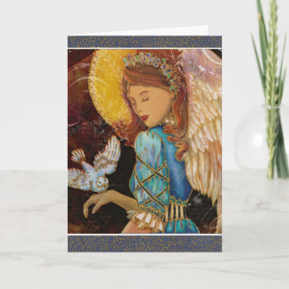 Cartão De Festividades Natal do Anjo e da Dove do Renascimento