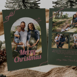 Cartão De Festividades Natal do Arch do Arco Verde e Rosa Retroativo