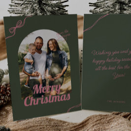 Cartão De Festividades Natal do Arch do Arco Verde e Rosa Retroativo