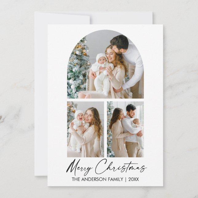 Cartão De Festividades Natal do Arco Fotográfico do Script de Tinta Fotog (Frente)