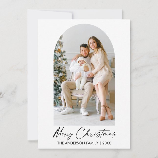 Cartão De Festividades Natal do Arco Fotográfico do Script de Tinta Moder (Frente)