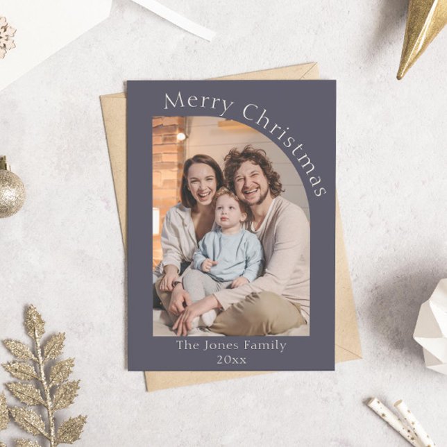 Cartão De Festividades Natal do Arco Moderno Roxo e Creme (modern boho purple arch photo christmas holiday card)