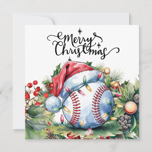 Cartão De Festividades Natal do Baseball (Frente)