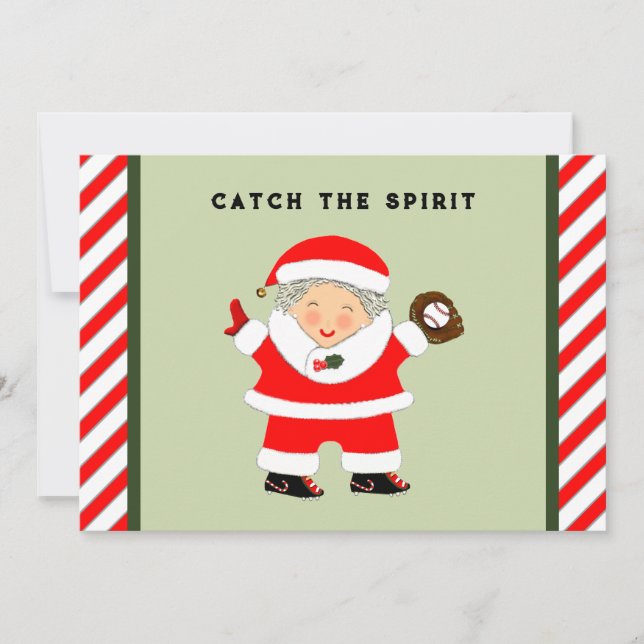 Cartão De Festividades Natal do Baseball (Frente)