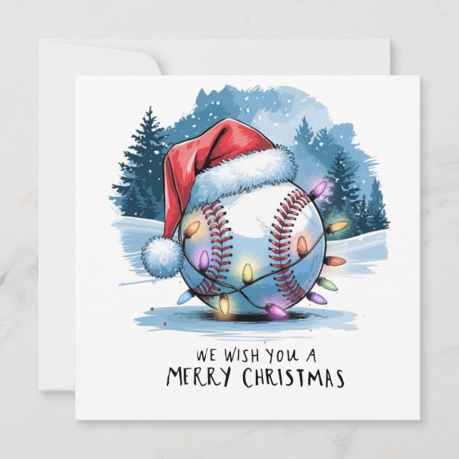 Cartão De Festividades Natal do Baseball (Frente)
