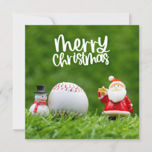 Cartão De Festividades Natal do Baseball temido com Papai Noel