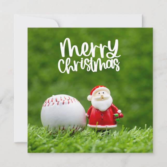 Cartão De Festividades Natal do Baseball temido com Papai Noel (Frente)