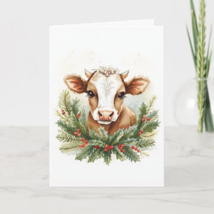 Cartão De Festividades Natal do Bebê Vaca das Terras Altas