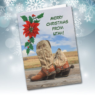Cartão De Festividades Natal Do Bota Ocidental De Utah