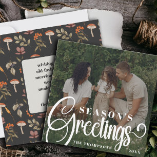 Cartão De Festividades Natal do Botanical Cottagecore Mushroom