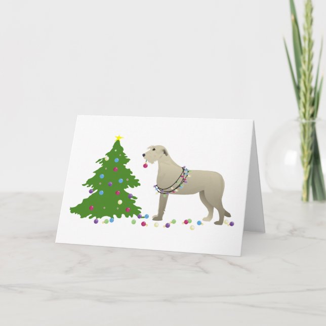 Cartão De Festividades Natal do Cachorro de Wolfhound Irlandês (Frente)