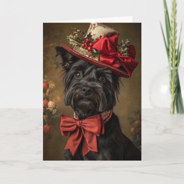 Cartão De Festividades Natal do Cachorro Scottie Victorian (Frente)