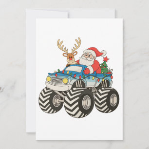 Cartão De Festividades Natal do Caminhão Monstro Papai Noel Rena Festivo