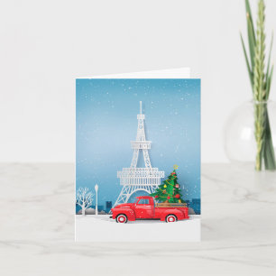 Cartão De Festividades Natal do Caminhão Vermelho Torre Vermelho de Pari