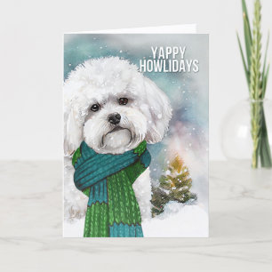 Cartão De Festividades Natal do Cão Bichon Frise Yappy Howlidays