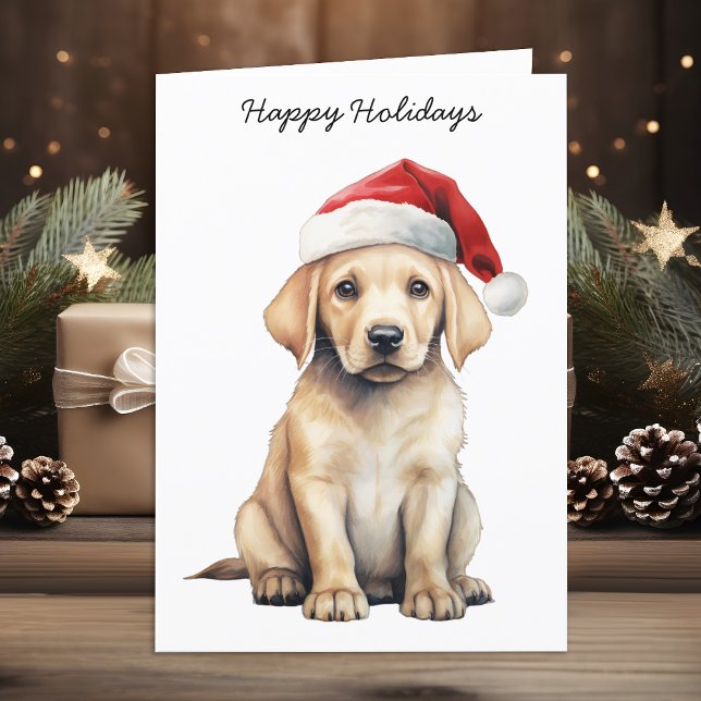 Cartão De Festividades Natal do Cão Personalizado do Labrador Amarelo (Criador carregado)