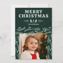 Cartão De Festividades Natal do Cardeal de Fronteira Botânica Elegante