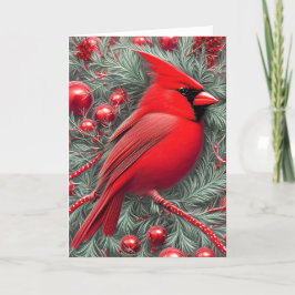 Cartão De Festividades Natal do Cardeal Vermelho Elegante