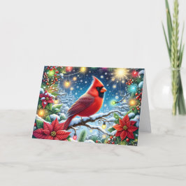 Cartão De Festividades Natal do Cardinal de Inverno Vermelho
