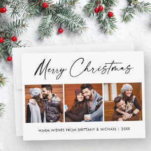 Cartão De Festividades Natal do Casal Fotográfico do Script de Tinta Fot