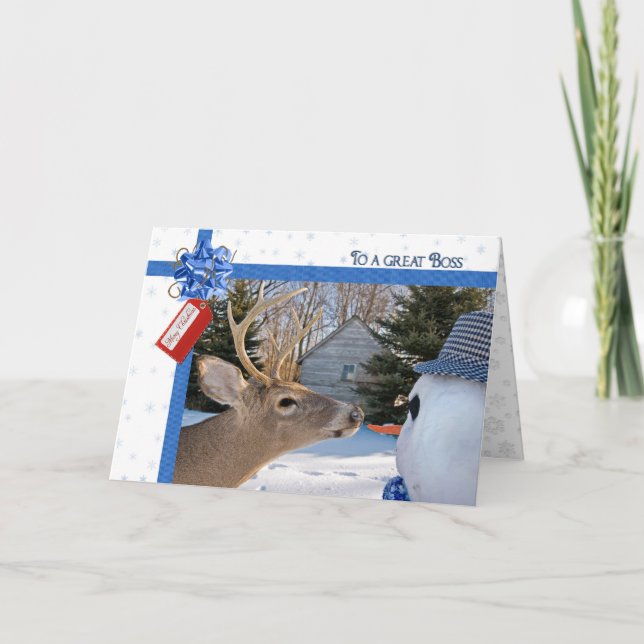 Cartão De Festividades Natal do chefe (Frente)