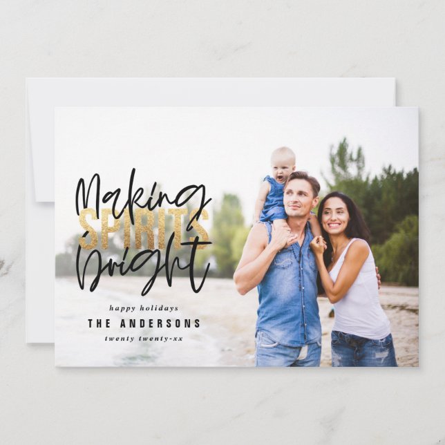 Cartão De Festividades Natal do clássico de um mínimo de tipografia (Frente)