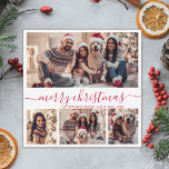 Cartão De Festividades Natal do Elegant 4 Photo Collage Red Script<br><div class="desc">Mínimalista moderno de caligrafia branca e colagem de fotos vermelha 4 - Cartão de Natal Feliz - Script de Férias. Este modelo de cartão de fotos festivo, mimalista, cômico, de quatro (4) fotos apresenta uma bonito colagem fotográfica e diz "Feliz Natal"! O texto de saudação do "Feliz Natal" é escrito...</div>