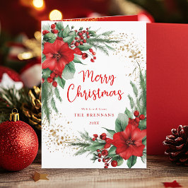 Cartão De Festividades Natal do Elegante Verde Vermelho