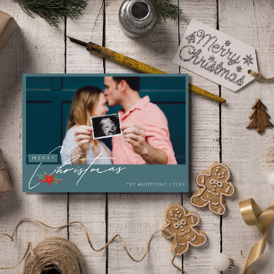 Cartão De Festividades Natal do Emerald Green minimalista