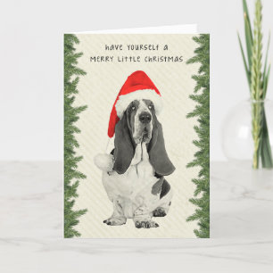 Cartão De Festividades Natal do Estilo de Vintagem de Caça Basset