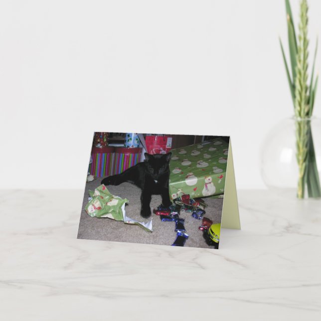 Cartão De Festividades Natal do gatinho (Frente)