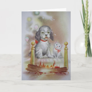 Cartão De Festividades Natal do gato e do cão