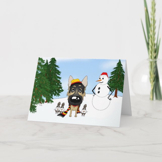 Cartão De Festividades Natal do german shepherd (Frente)
