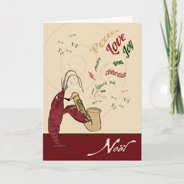 Cartão De Festividades Natal do jazz da lagosta dos lagostins (Frente)