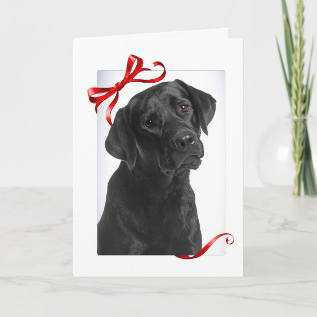 Cartão De Festividades Natal do Lab Negro Desejos Quentes e Fofos (Frente)