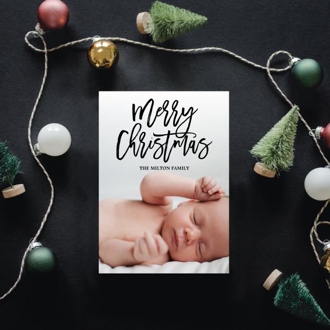 Cartão De Festividades Natal DO MERRY CHRISTMAS com Foto de Lado Duplo (Criador carregado)