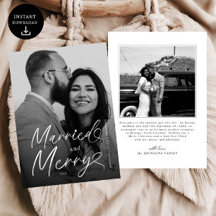 Cartão De Festividades Natal do moderno casado e Feliz de novo roteiro