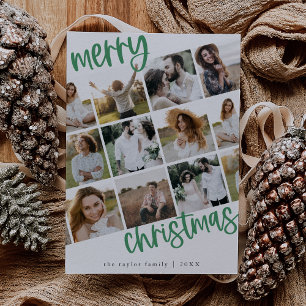 Cartão De Festividades Natal do Múltiplo Foto da Família de Diversão Verd