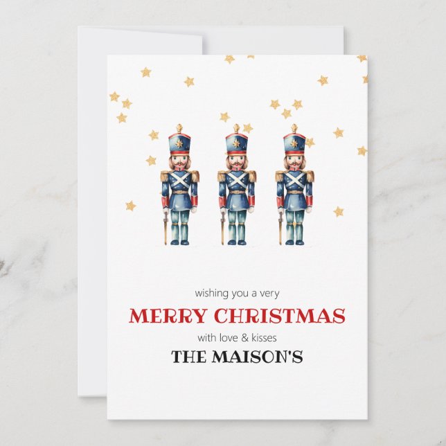 Cartão De Festividades Natal do Noz-Noz Vermelho e Azul (Frente)