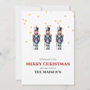 Cartão De Festividades Natal do Noz-Noz Vermelho e Azul