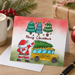 Cartão De Festividades Natal do ônibus escolar para o motorista