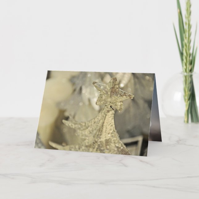 Cartão De Festividades Natal do ornamento da árvore prateada reluzente (Frente)