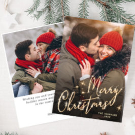 Cartão De Festividades Natal do Ouro Moderno 2 FOTO Saudação Feriado C