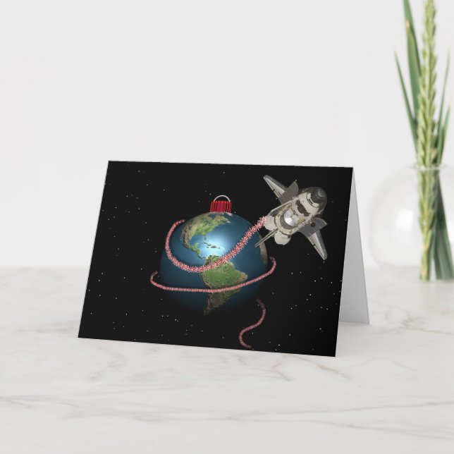 Cartão De Festividades Natal do papai noel do STS do vaivém espacial (Frente)