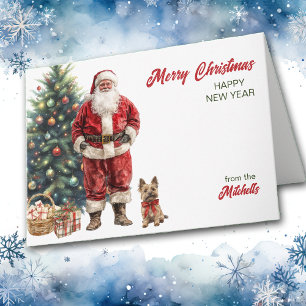 Cartão De Festividades Natal do Papai Noel e Cairn Terrier Dog